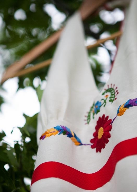 Mexican Embroidered Hemp Wedding Dress