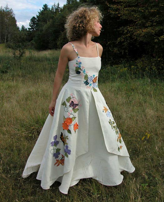 Floral Wedding Dress with Butterflies