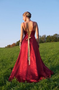 Hemp silk satin wedding gown red wedding dress by Tara Lynn Bridal
