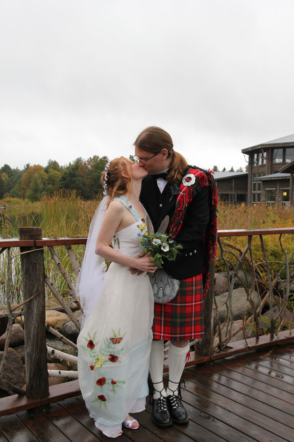 eco wedding hemp silk wedding dress wearable art wedding dress The wedding ceremony and reception were at the Walton Wild Center, a museum dedicated to the natural history of the Adirondack region.