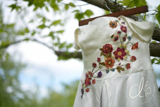 Floral wedding dress hand-embroidered