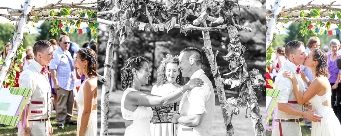 hemp wedding dress and suit for a LGBT wedding